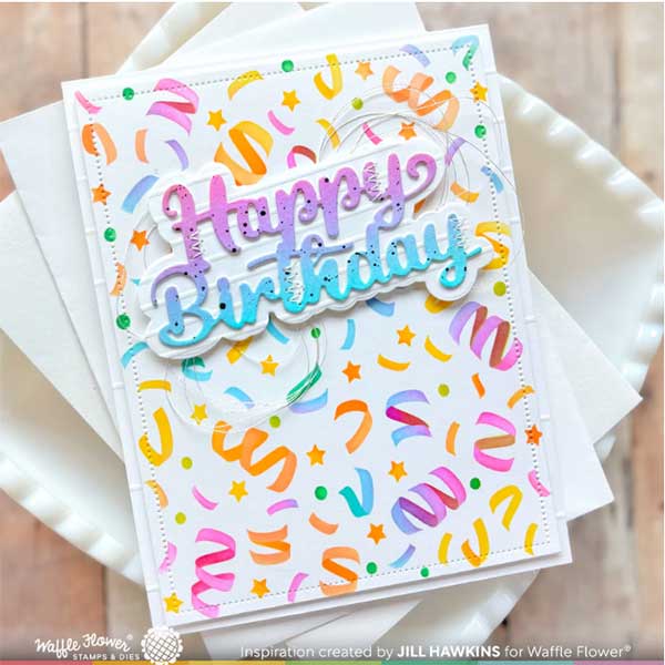Waffle Flower Confetti Background Stencil