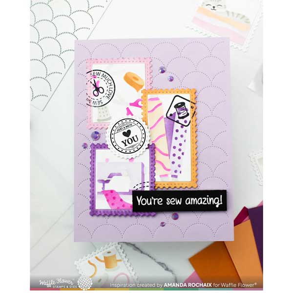 Waffle Flower Postage Collage Sew Fun Stamp Set
