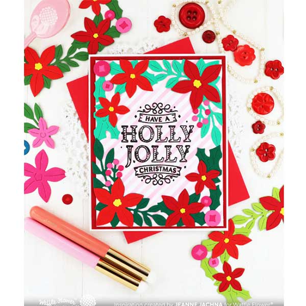 Waffle Flower Poinsettia Frame Sentiments Die
