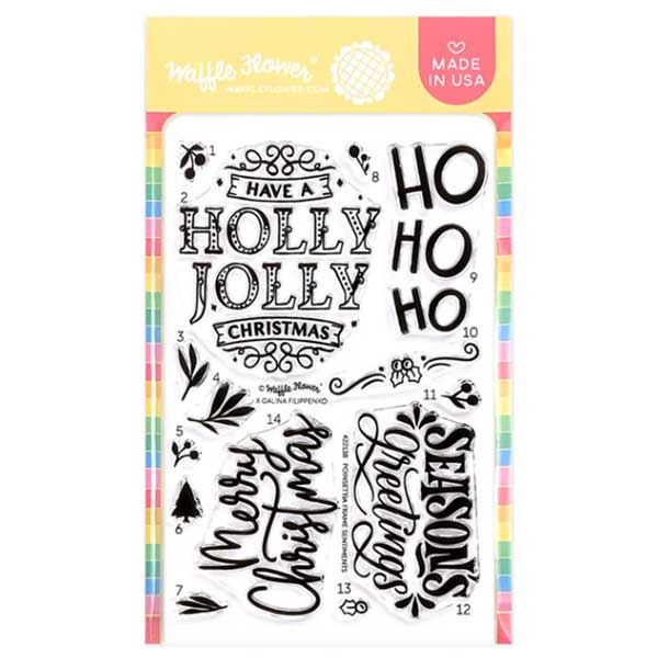 Waffle Flower Poinsettia Frame Sentiments Stamp
