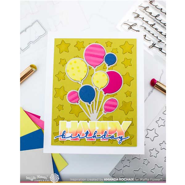 Waffle Flower Overlapping Happy Additions Stamp