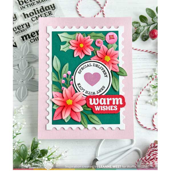 Waffle Flower Poinsettia Frame Coloring Stencil