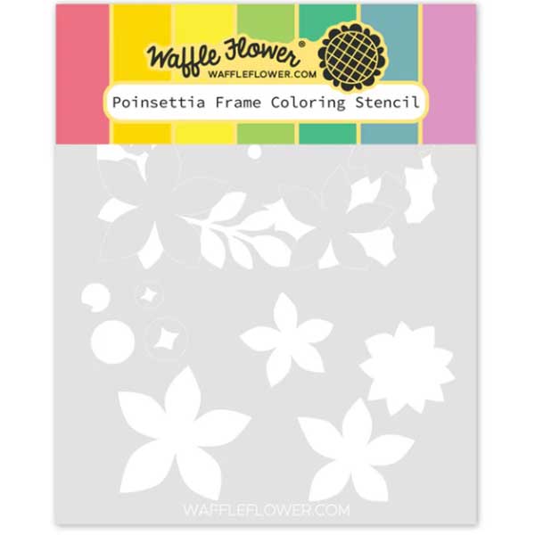 Waffle Flower Poinsettia Frame Coloring Stencil