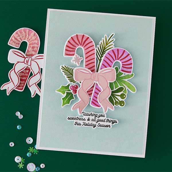 Hero Arts Candy Cane Swag Stamp &amp; Cut Set
