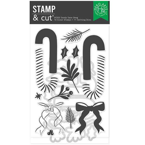 Hero Arts Candy Cane Swag Stamp &amp; Cut Set