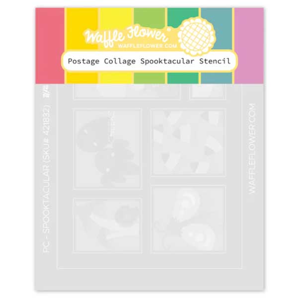 Waffle Flower Postage Collage Spooktacular Stencil