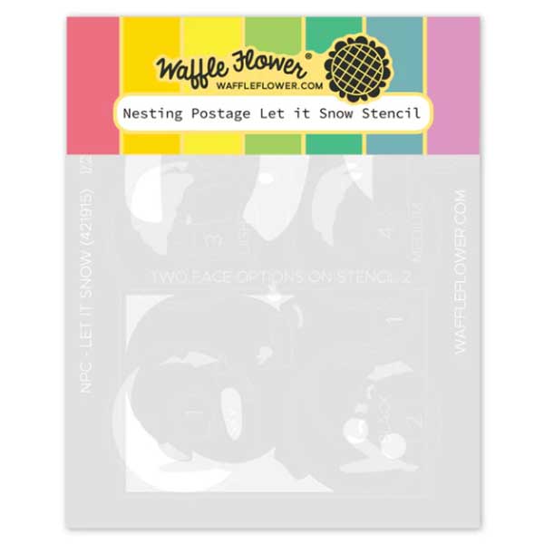 Waffle Flower Nesting Postage Collage Let it Snow Stencil