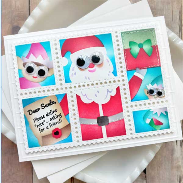 Waffle Flower Postage Collage Dear Santa Stencil