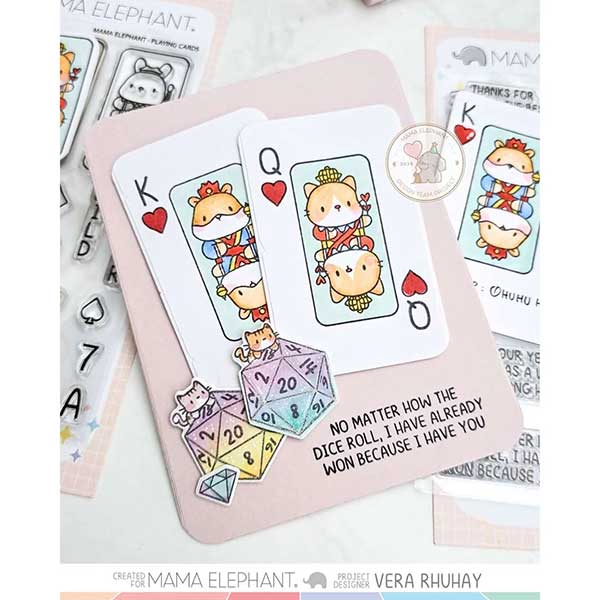 Mama Elephant Playing Cards Stamps