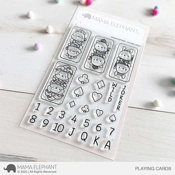 Mama Elephant Playing Cards Stamps