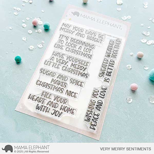 Mama Elephant Very Merry Sentiments Stamp