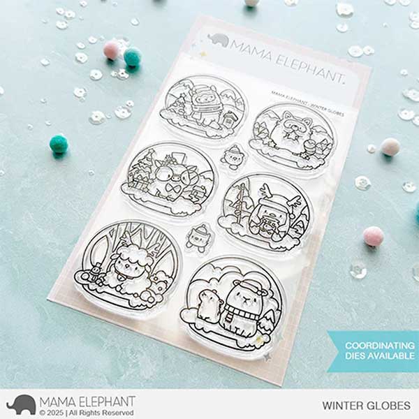 Mama Elephant Winter Globes Stamp