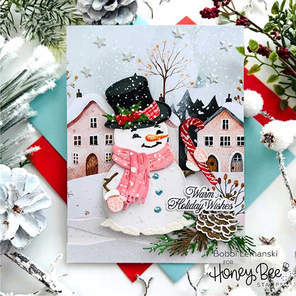 Honey Bee Stamps Warm Holiday Wishes Stamp