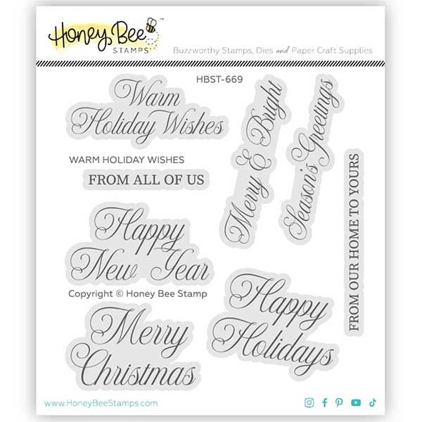 Honey Bee Stamps Warm Holiday Wishes Stamp