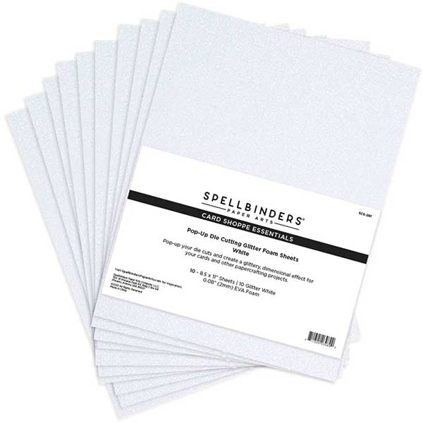 Spellbinders Pop-Up Die Cutting Glitter Foam Sheets - White