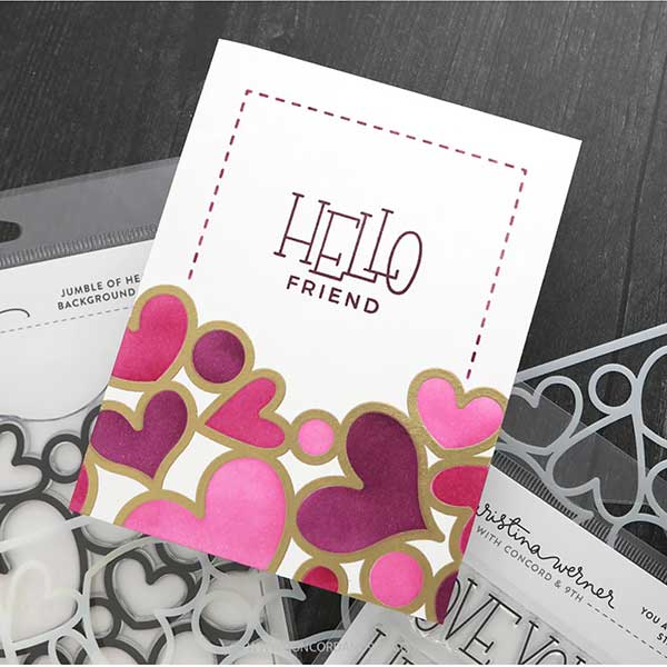 Concord &amp; 9th Kristina Werner Jumble of Hearts Background Stamp