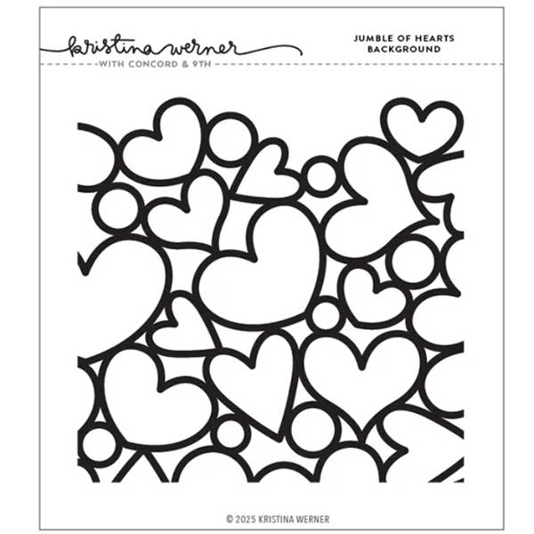 Concord &amp; 9th Kristina Werner Jumble of Hearts Background Stamp