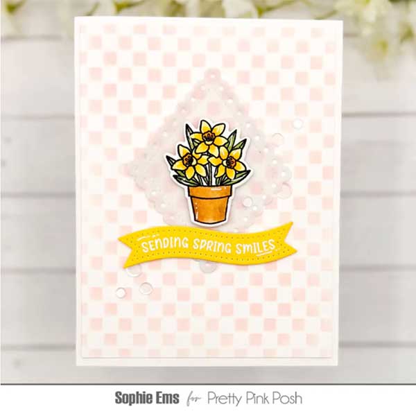 Pretty Pink Posh Potted Daffodils Stamp