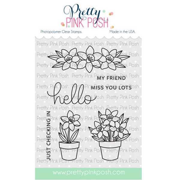 Pretty Pink Posh Potted Daffodils Stamp