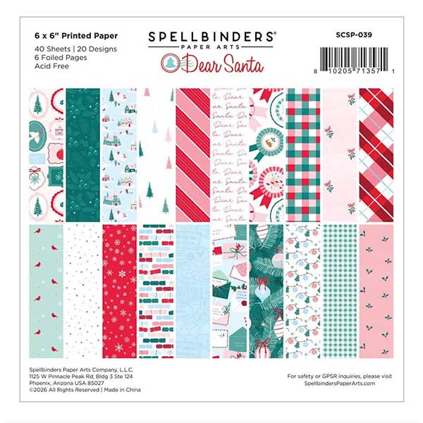 Spellbinders Dear Santa Paper Pack - 6" x 6"